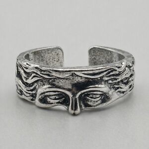 Silver Men's Face Design Ring